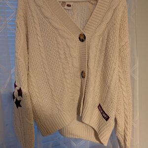 Taylor Cream Cable Knit Cardigan with Star Detail
